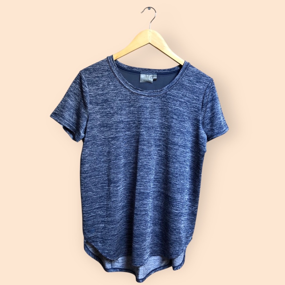 Athleta Utopia Tee Purple Blue Gray Space Dye Mesh Back Activewear Women’s M